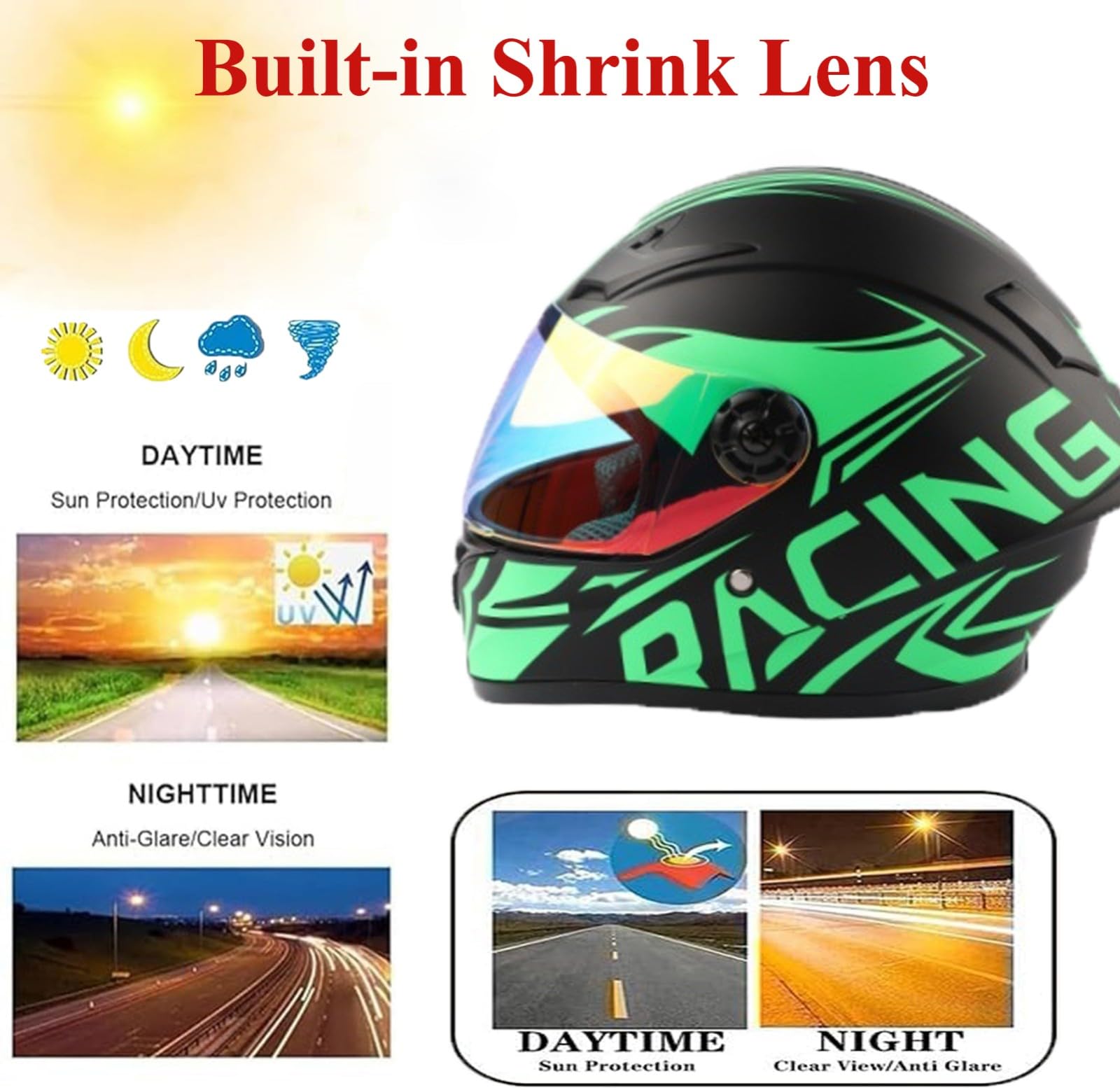 Kask integralny, kask dziecięcy z certyfikatem ECE 2205, kask dla małych dzieci, do rowerów elektrycznych, skuterów, gokartów, motorowerów, dzieci, z rękawiczkami
