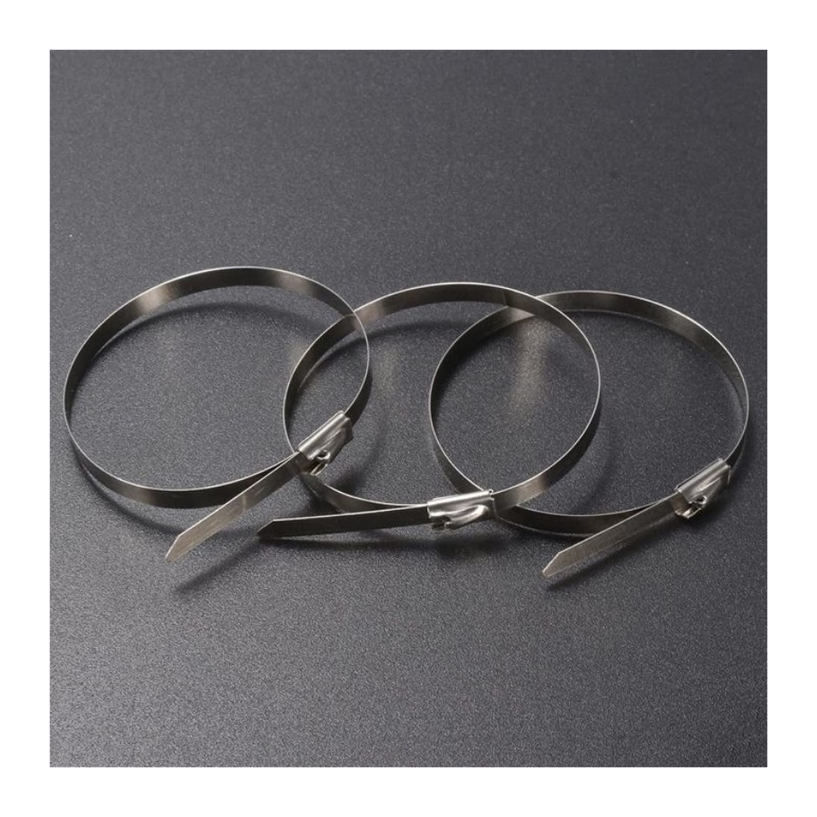Fascette per cavi con chiusura a sfera in acciaio inossidabile 304 da 100 pezzi Fascette per cavi in metallo con testa autobloccante Fascette in acciaio (Colore: Argento, Dimensioni: 100 pezzi-450 m
