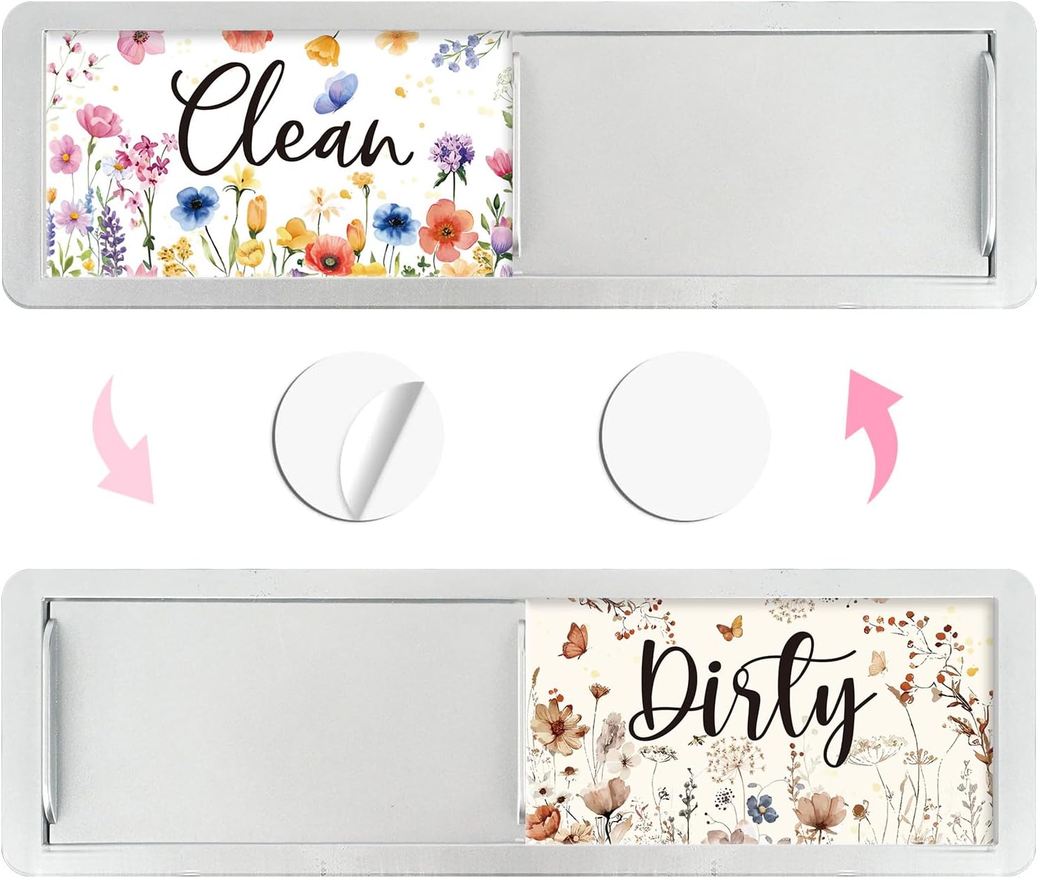 Wildflower Clean Dirty Magnet for Dishwasher Magnetic Sign