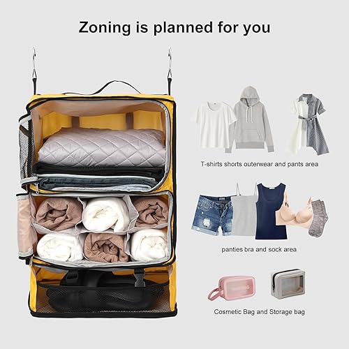 Miniatura 4 de TABITORA Estantes colgantes portátiles de viaje, organizador de armario, almacenamiento de equipaje con compartimento invisible multifuncional y