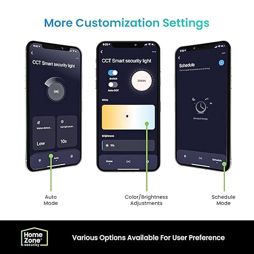 Miniatura 4 de HOME ZONE Luz de inundación LED SMD inteligente de seguridad, 3500LM, temperatura de color ajustable de 3000-5000K, detección de sensor de