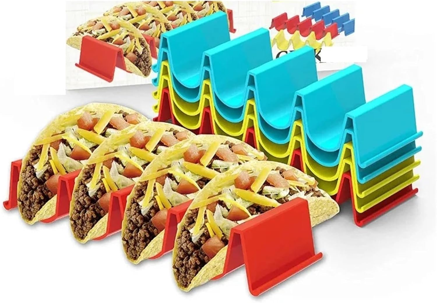 Taco Holder 10pcs Tacos Pancake Shelf Holder Tortilla Wave Shape Tray Plastic Colorful Pizza Roll Food Display Holders For Baking and Grill(PURPLE)