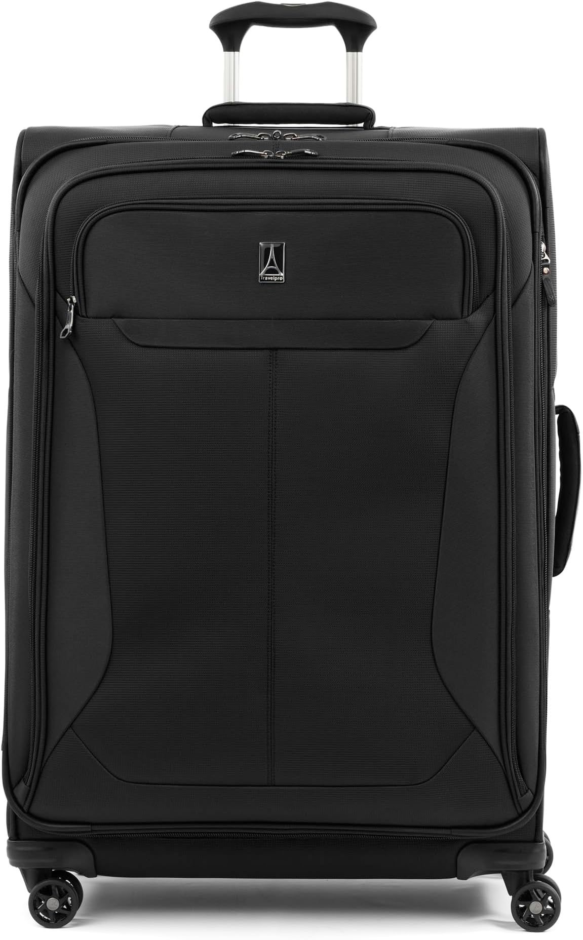 Tourlite Softside 29" Expandable Luggage with 4 Spinner Wheels, Lightweight Suitcase, Checked Large, Black