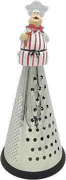 Handmade Chef Figurine Cheese Grater, Retro Style, Striped Apron, Lucky Chef Cheese Grater, Cartoon Chef Shreder 4.53x10.24" 9" Lucky Chef-Red