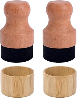 2 Pcs Cutting Board Oil Wax Applicators with Lids, Round Wood Mineral Oil Wax Conditioner Applicator Brush for Wooden Butcher Blocks Spatulas Spoons Utensils (Brown)