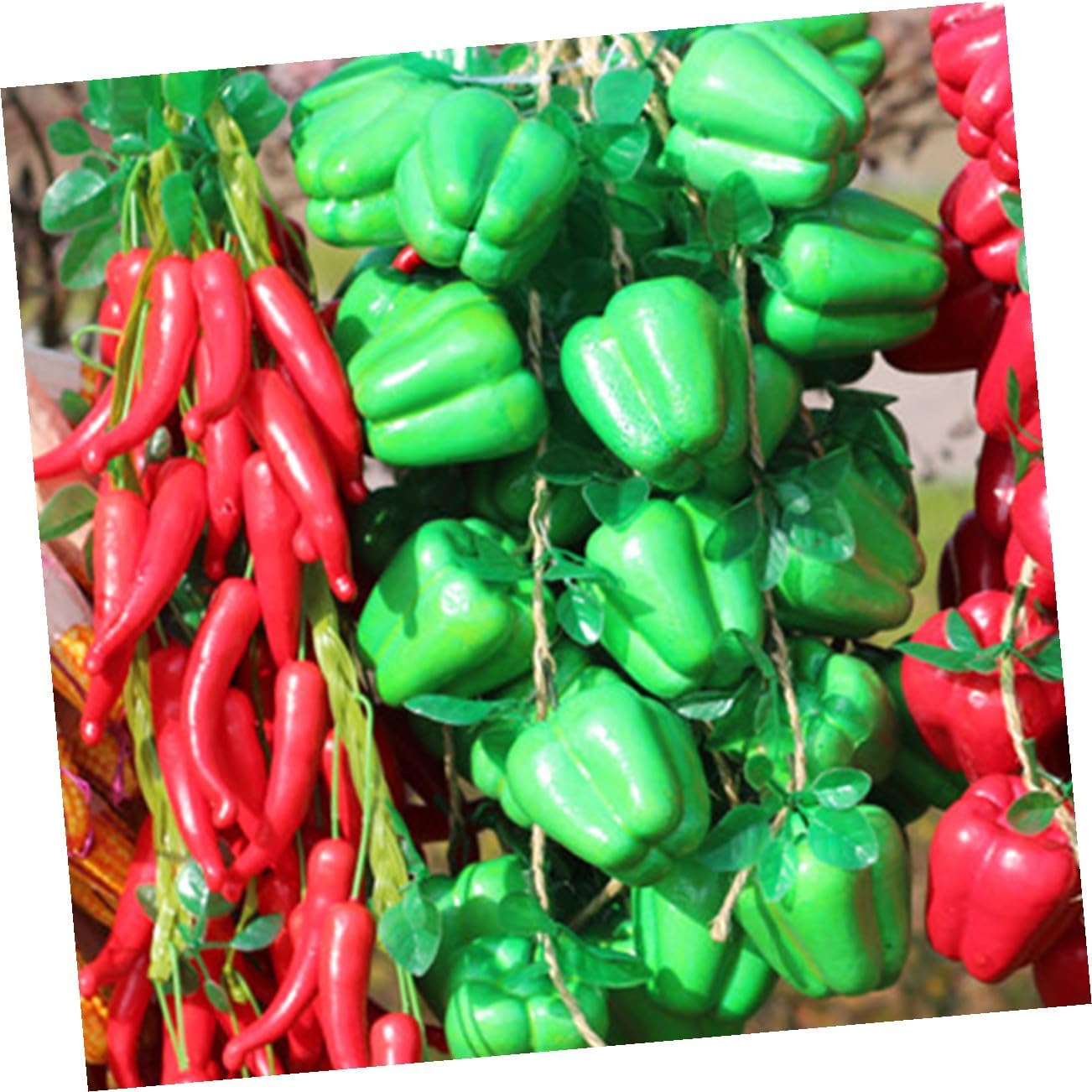 ABOOFAN 4pcs Artificial Vegetable String Simulation Pepper Pendant Fake Chili Hanging Strings Decorations