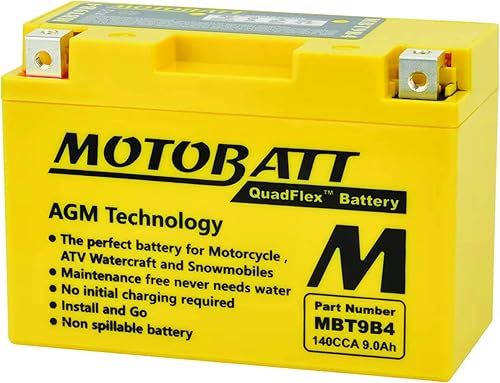 MotoBatt DB Electrical MBT9B4 Nueva batería para Motobatt 9Ah, Yam-R7 1999, Tx660X, R, Z (Eu) 04-13, Mt-03 06-13, Yzf-R6, R6S 01-09, Yp400 Majesty