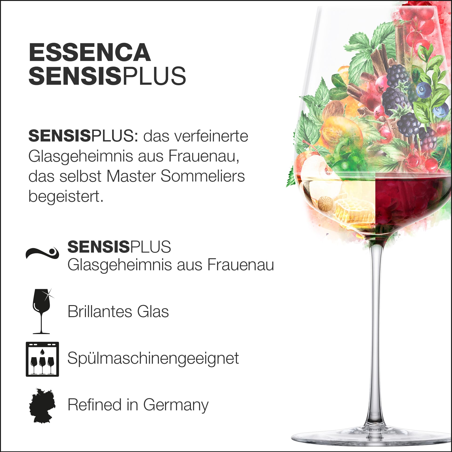 EISCH Allroundweinglas Essenca Sensisplus Fruchtig & Aromatisch (2 Stück), Weingläser für fruchtige Weiß- und Rotweine, spülmaschinenfeste Kristallgläser, Made in Germany (Art.-Nr. 180097)