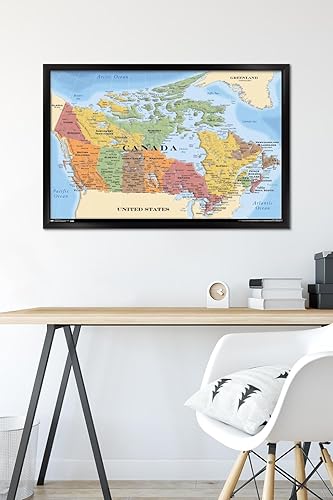 Miniatura 6 de Trends International Map - Póster de pared de Canadá de 22.375 x 34 pulgadas, versión con marco en color negro