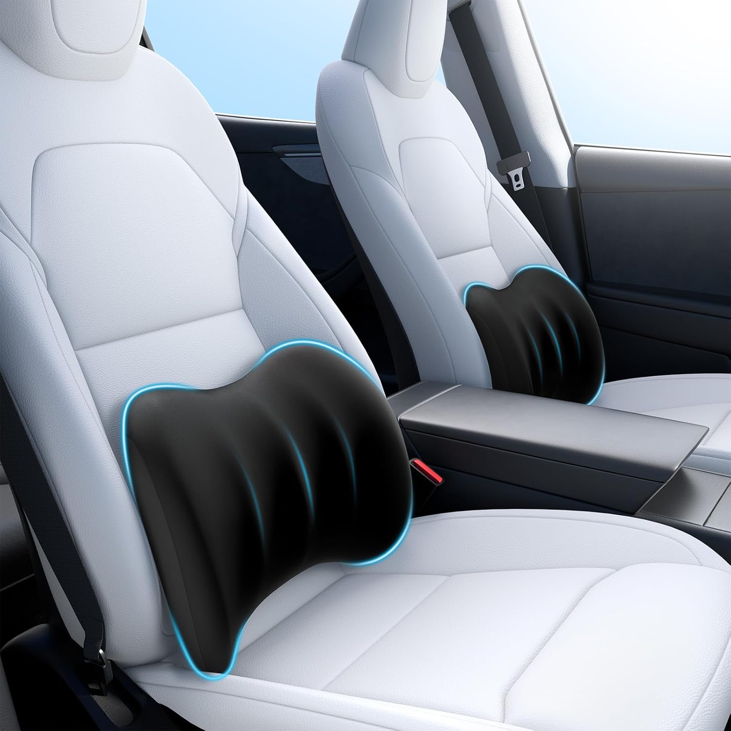 Wigoo 腰クッション 2個セット ランバーサポート メモリーフォーム 低反発 腰痛防止 長距離運転 通気設計 腰枕 無臭 洗濯可