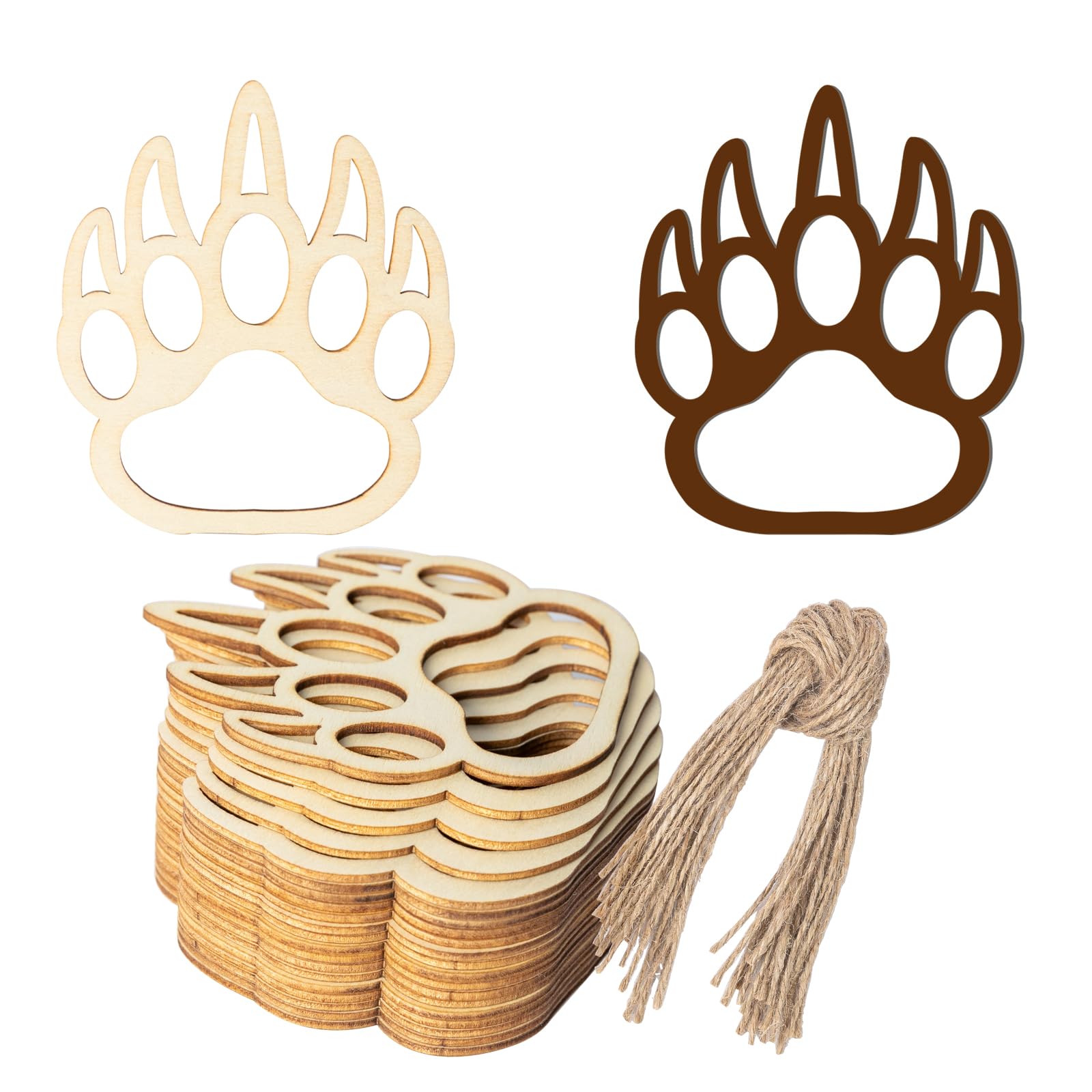 Patte d'ours en bois vierge pour suspension murale et décoration de fête DIY