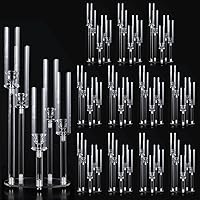 Vista 16 de Centros de mesa acrílicos de 5 brazos para bodas, candelabros de piso con pantalla extraíble para fiesta de Navidad, chimenea, día de San Valentín