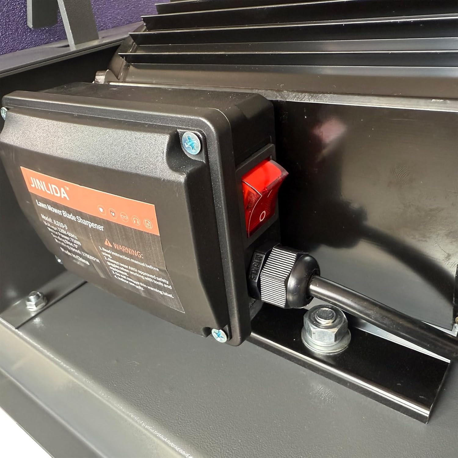 JLD10-9 Lawn Mower Blade Sharpener, 1HP 750W Lawn Lawnmower Blade Grinder with 9-inch Ceramic Grinding Wheel and Balancer and 5 Sanding Discs