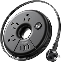 Travel Power Strip, NTONPOWER Portable Charging Station 3 USB Without Surge Protector Short Extension Cord 15 inches Compact for Home, Office, Cruise Ships, Business Trip, Hotels, Black