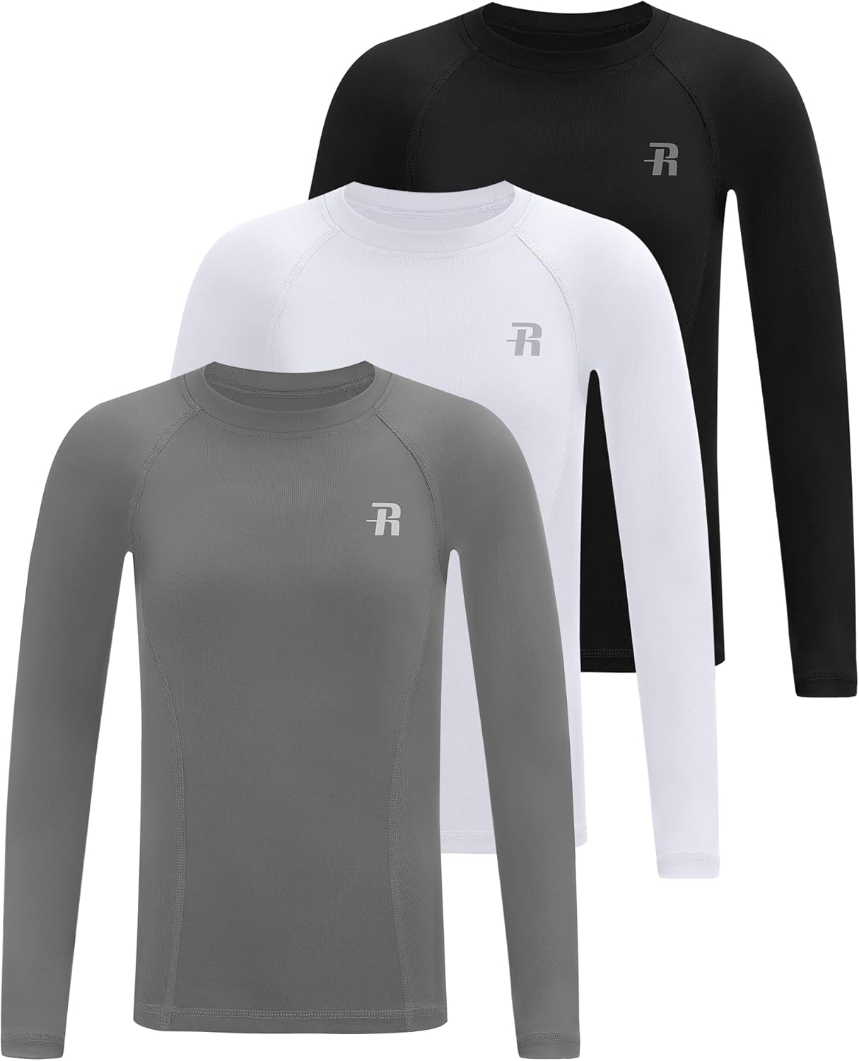 Runhit Boys Compression Shirt Kids Long Sleeve Athletic Undershirt Youth Quick Dry Base Layer for Football Baseball