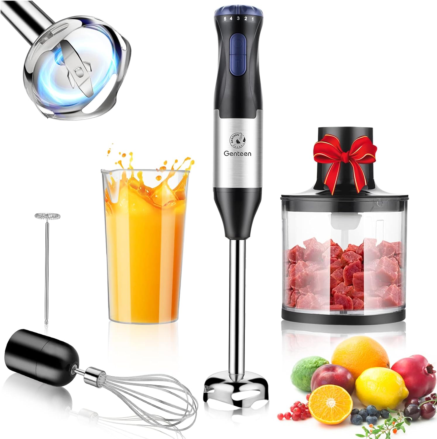 Immersion Blender,Genteen 5in1 Handheld BlenderPowerful