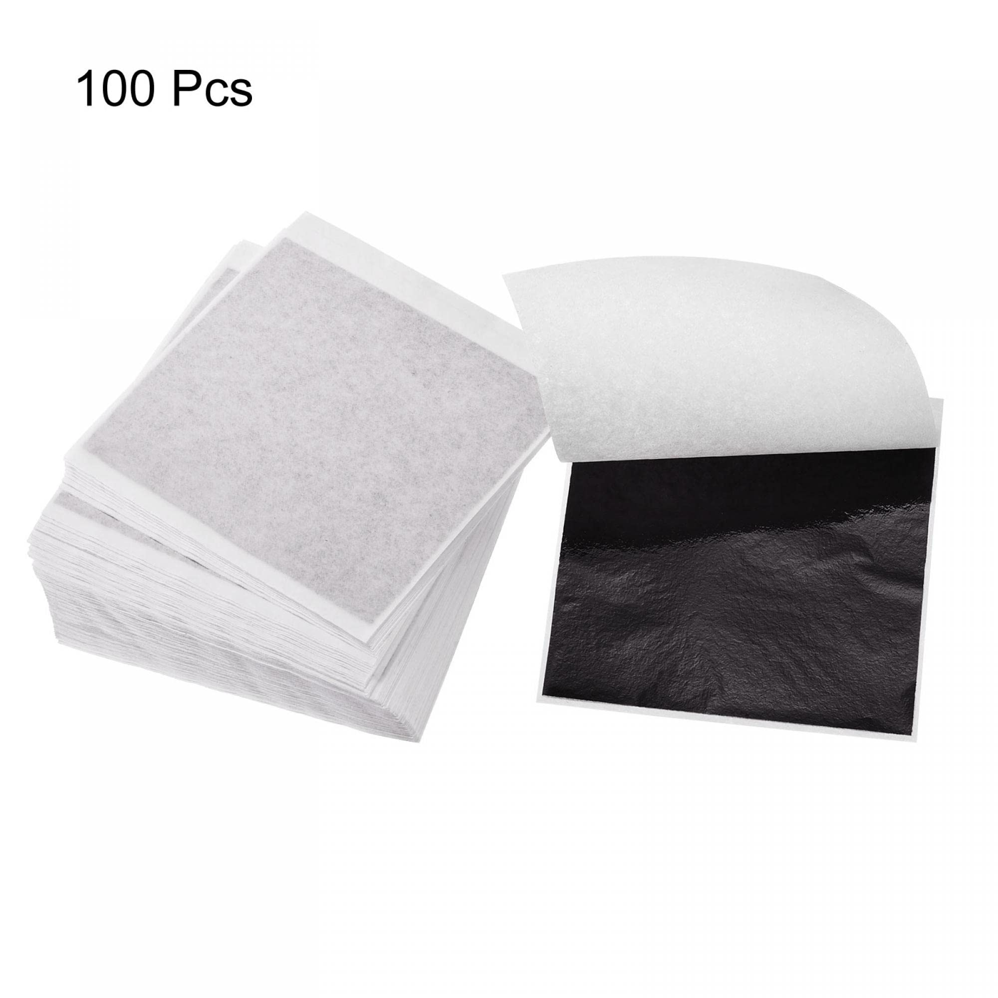 Lot De 100 Feuilles De Papier Feuille D'or Noir 8,4 X 7,9 Cm - Pour Dorure, Décoration Artistique, Bricolage - 3