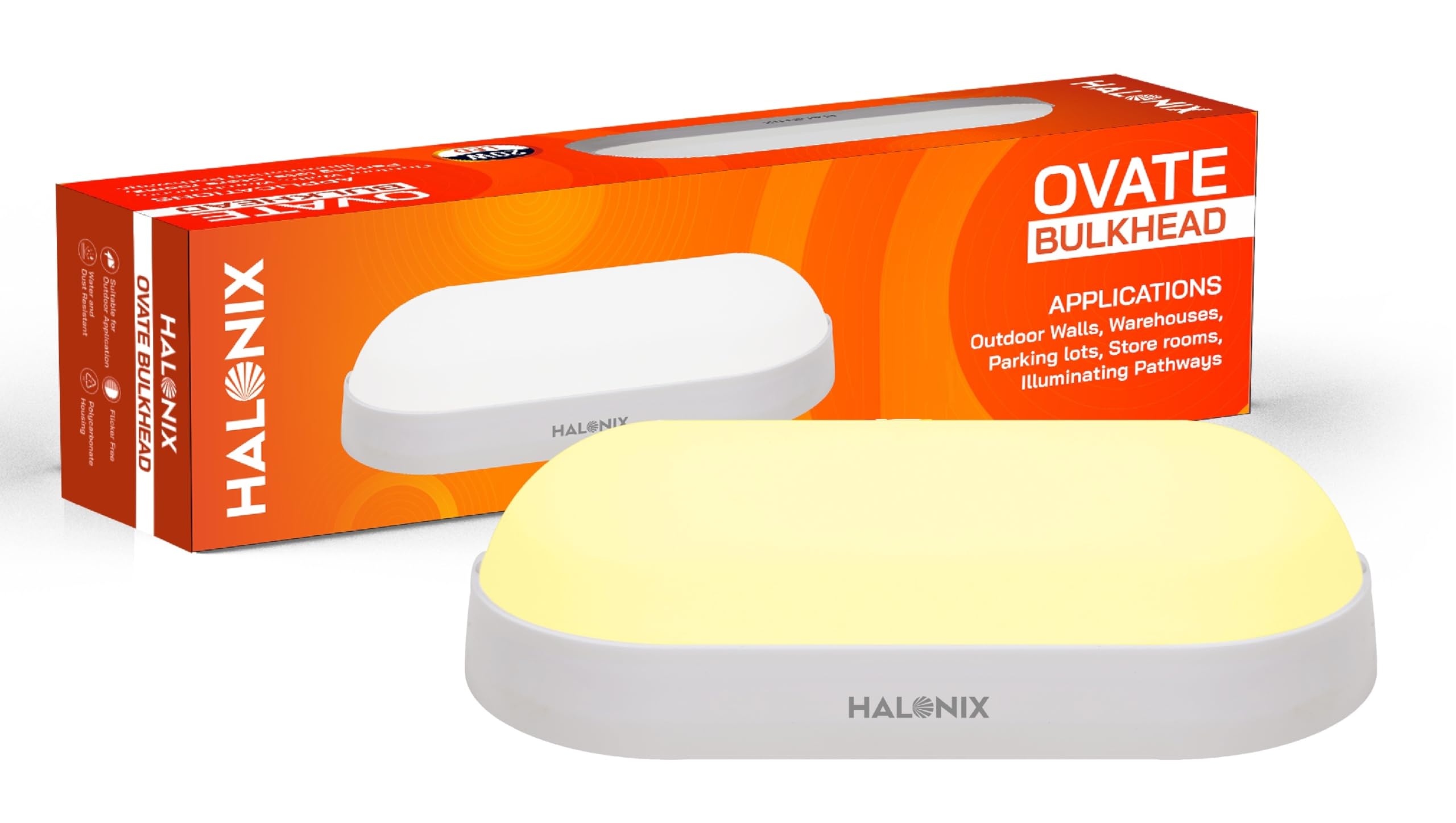 Halonix Yellow 10W wall Lamp LED Oval Shape Outdoor Bulkhead | light waterproof IP65 | Porch for Garden Bathroom (Warm White, Pack of 1)