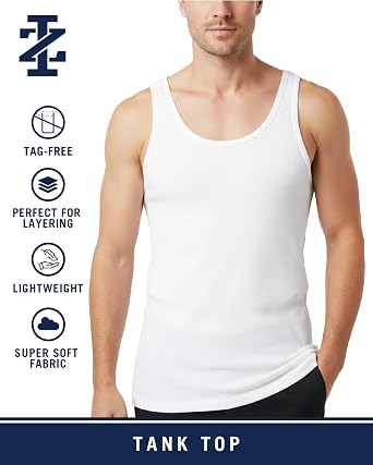 IZOD Mens Undershirt - 5 Pack Breathable Cotton Mens Tank Top - Sleeveless Ribbed Undershirts for Men | Tag-Free Smooth Feel Lays Flat Beneath Dress Shirts or Tees, Lightweight Construction for All-Day Comfort