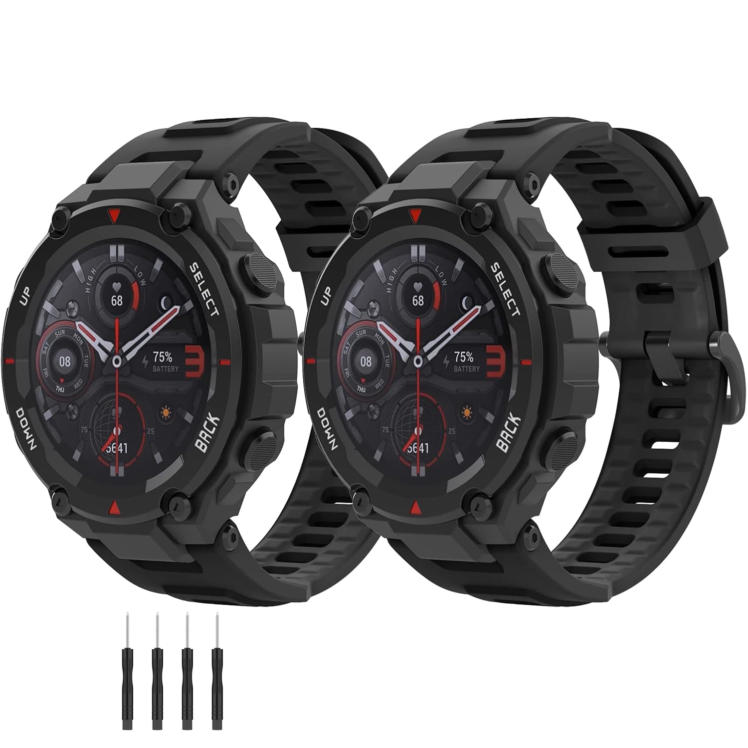 LIANCGJUE 2 Pack Waterproof Bands Compatible with Amazfit T-Rex Pro Watch Bands, Soft Silicone Replacement Band for Amazfit T-Rex/T-Rex Pro Smartwatch