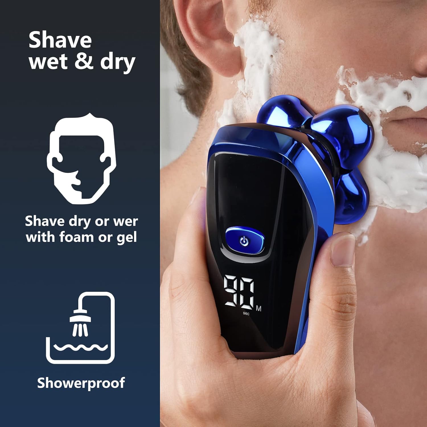 Bald Head Shaver, ATEEN Mens Head Shaver Wet & Dry Electric Razor Rechargeable Cordless 5 in 1 Hair Rotary Shavers Grooming Kit (Black)
