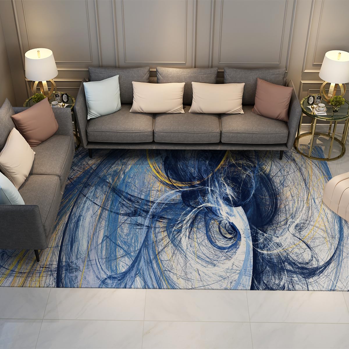 Tapis au trait géométrique antidérapant pour protéger et décorer votre bureau