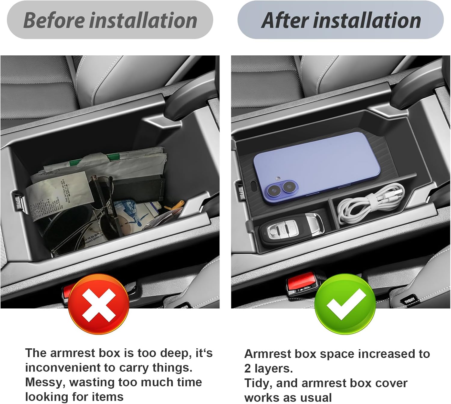 SKTU for 2025 2026 BMW X3 Center Console Organizer for 2025 2026 BMW X3 (30 xDrive/M50 xDrive) Console Tray 2025 2026 X3 Armrest Tray BMW X3 2025 2026 Accessories Insert Glove Pallet Organizer
