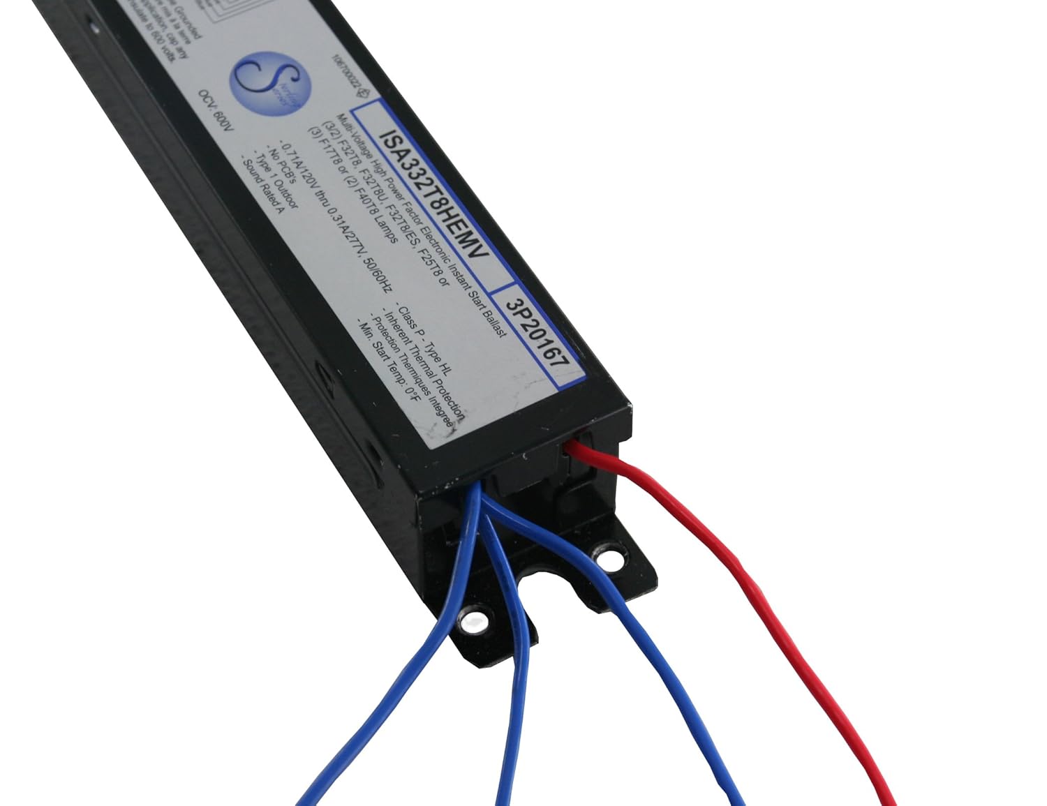Robertson ISA332T8HEMV (3P20167) Electronic Fluorescent Ballast, 120-277Vac input, 2 or 3 T8 Fluorescent lamps between 17W-32W (F17T8 through F32T8) or 2 F40T8 Lamps, Instant Start, 120-277V (Qty 1)