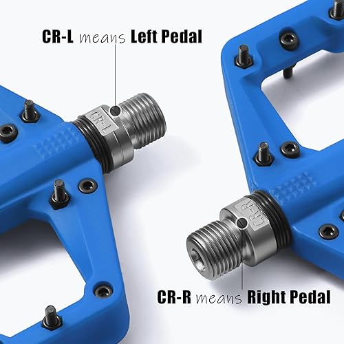 Miniatura 7 de BOWOD MTB Pedals Large Mountain Bike Pedals, Lightweight Nylon Fiber Composite Bicycle Platform Pedals, Grippy Pedals w 18 Pins, Cr-Mo Spindle fit w
