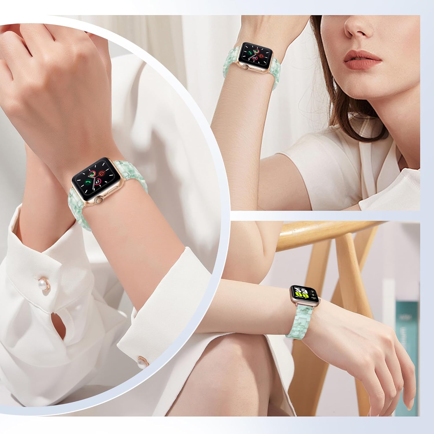 HOPO Compatible With Apple Watch Band Thin Lightweight Resin Strap Bracelet Fashion Wristband Replacement For iWatch Bands Series Ultra 11 10 9 8 7 6 5 4 3 2 1 SE for Women Men