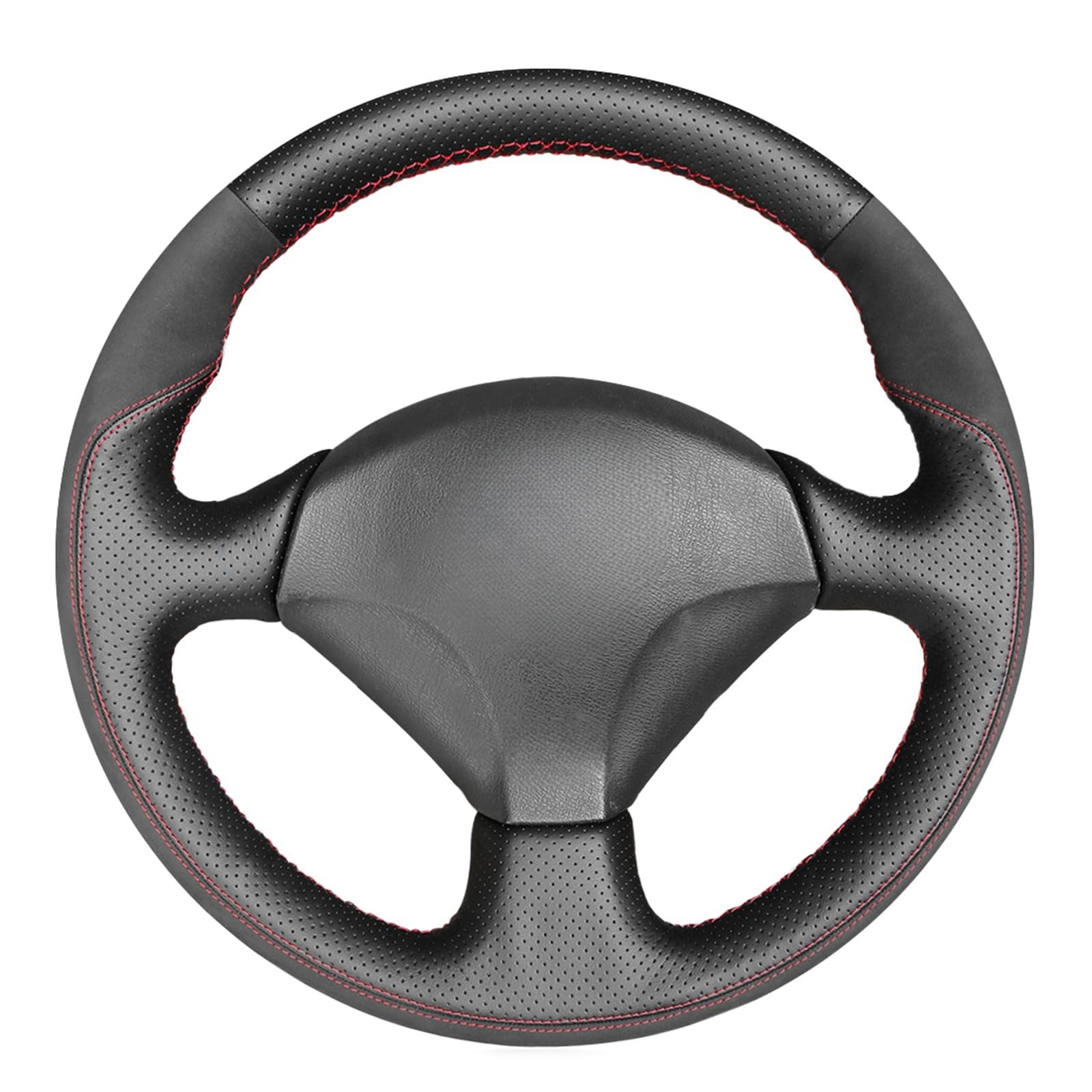 Mewant Ręczne szycie DIY czarna prawdziwa skóra i zamsz pokrowiec na kierownicę samochodu do Honda S2000 2000-2009 / Civic (SI) 2002-2005 / Insight 2000-2006 / do Acura RSX 2002-2006