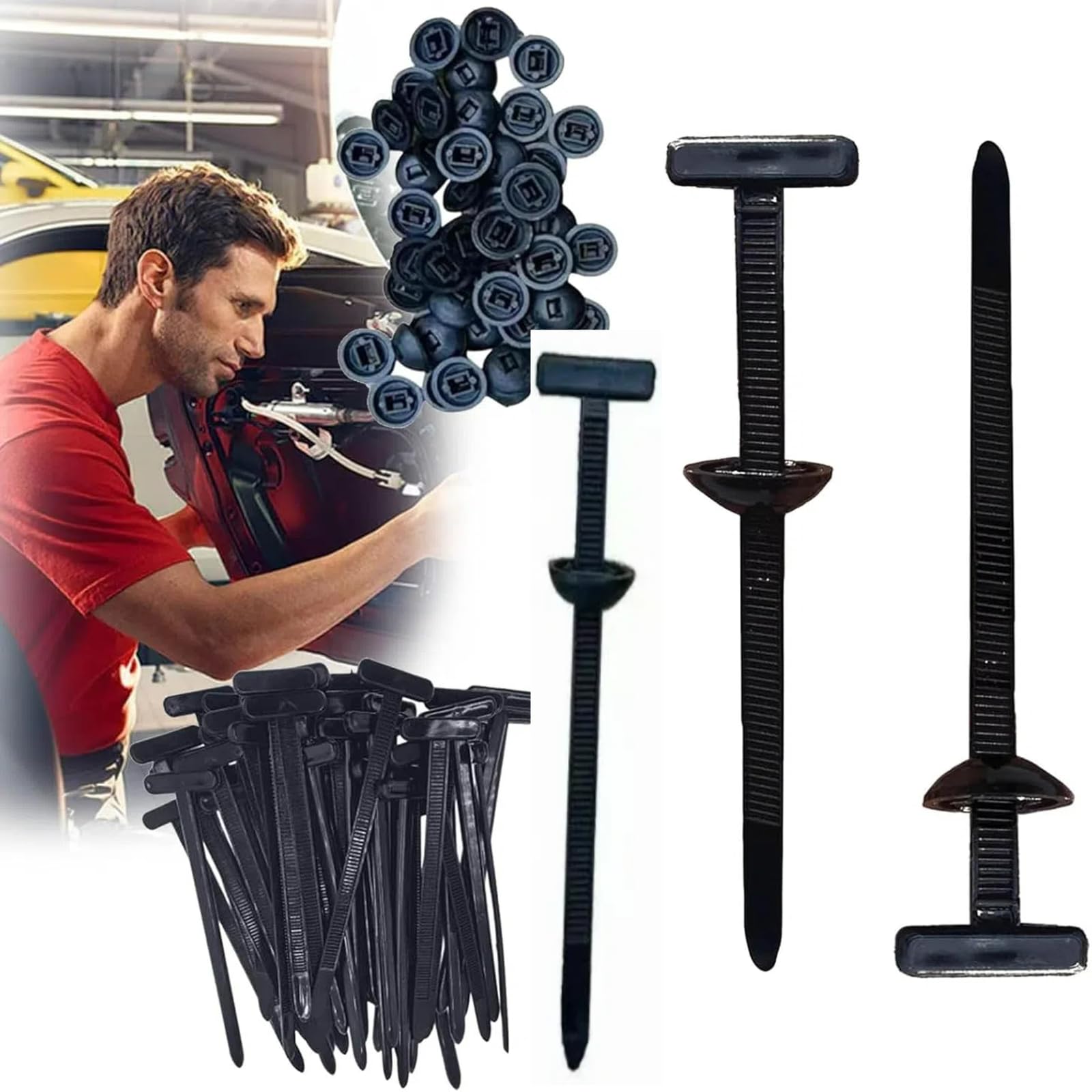 Boucles universelles en nylon pour attache-câble de pare-chocs et garde-boue de voiture 9.4cm