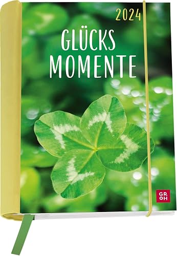 Buchkalender 2024: Glücksmomente: Wochenkalender mit 12 Postkarten (Terminplaner für die Handtasche) mit Leseband, Spiralbindung, Gummiband und Einstecktasche