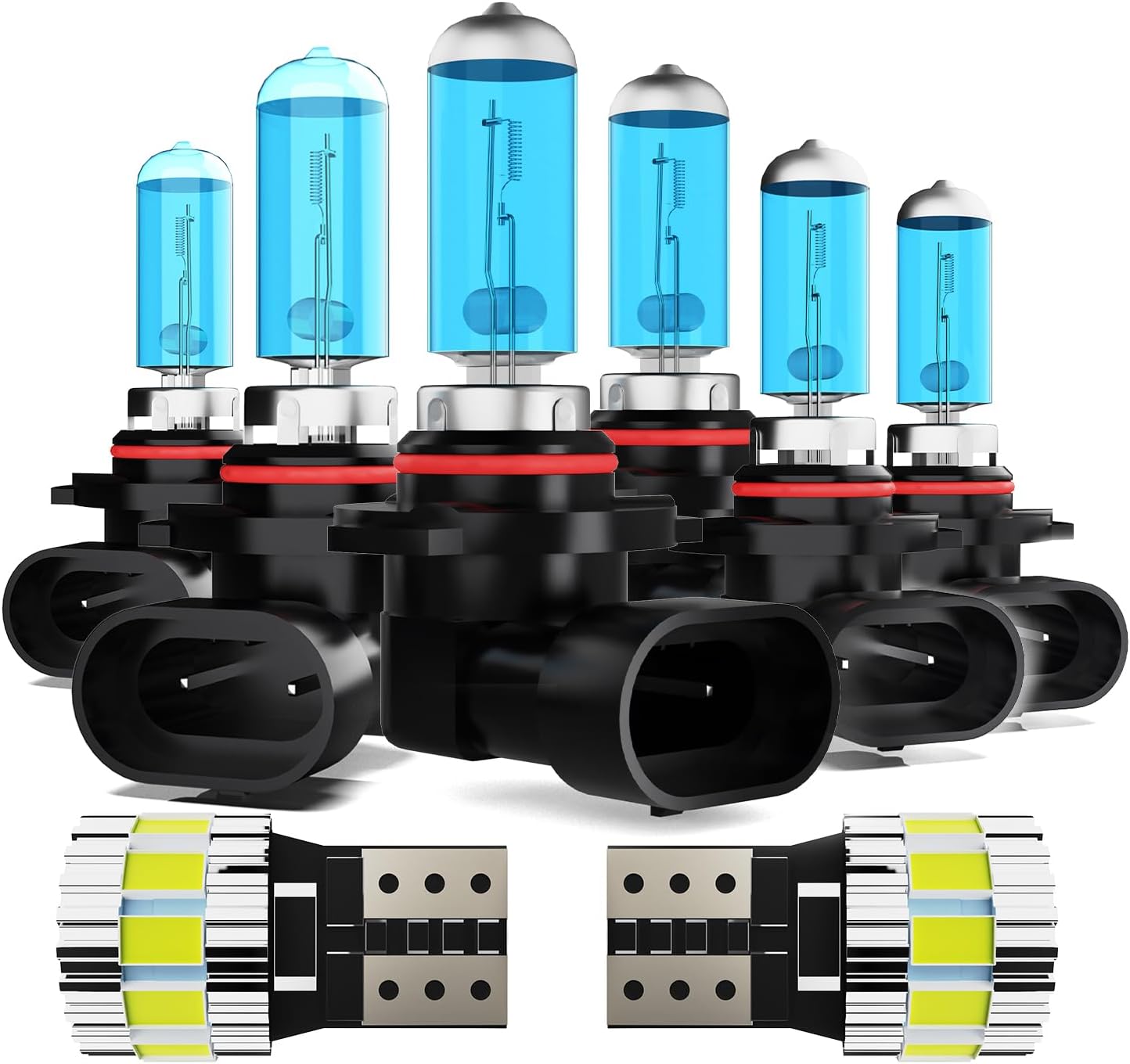 Light Bulbs Fit For Ford Mustang 1994-2004, High Performance Halogen Headlight Bulb And License Plate Lights Combo, 9007 880 High Low Beam Fog Lights, 6000K White Light, Pack of 6