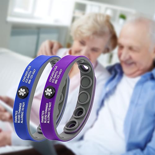 Miniatura 7 de MissNaNa Pulsera de identificación de alerta médica personalizada para hombres y mujeres, grabado gratuito, pulseras médicas de emergencia de