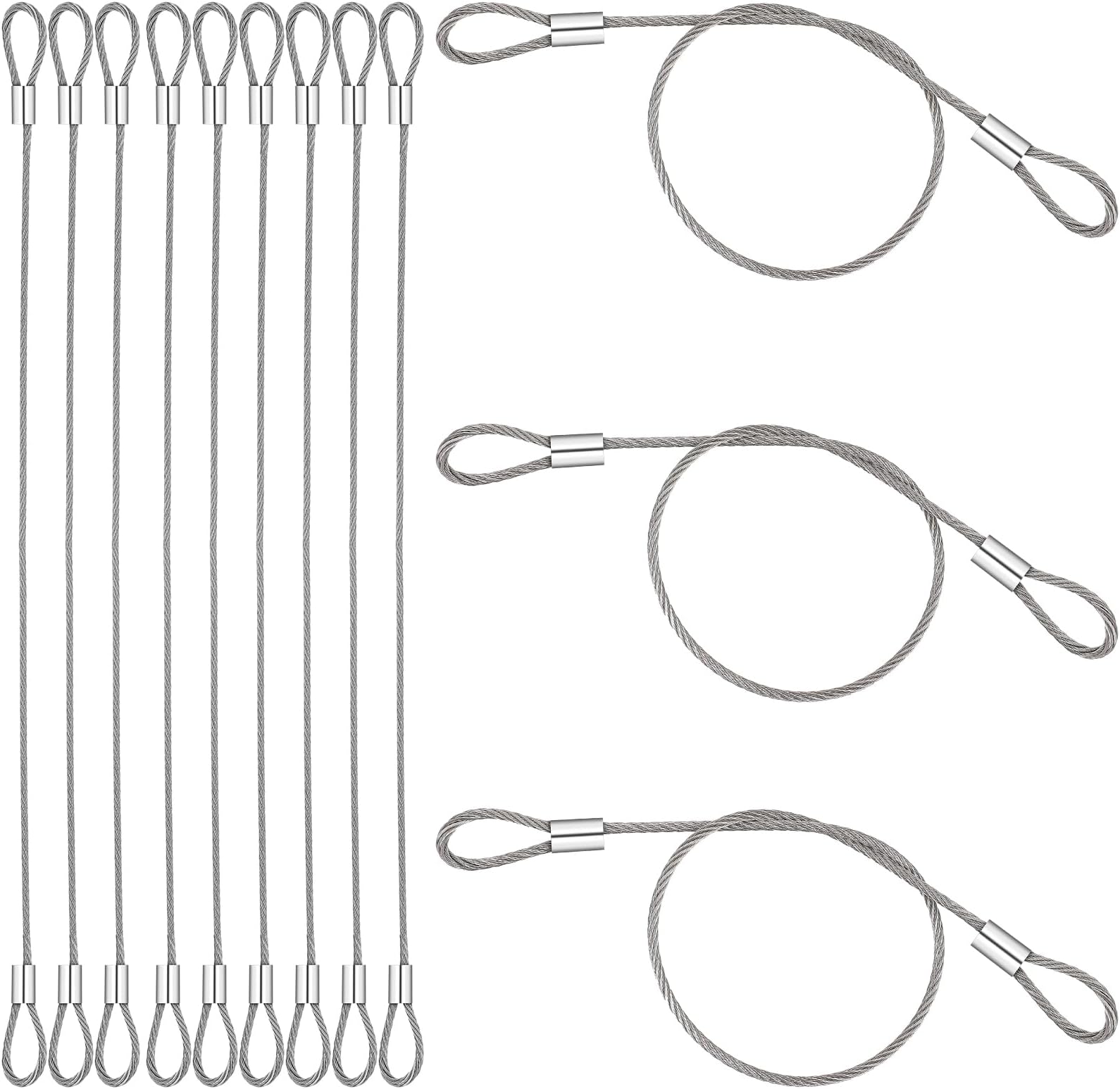 12 Pack Steel Cable with Loops, Stainless Security Cable Safety Cable Wire Chain for Outdoor Gate Luggage Lock, 2mm Thickness 12 Inch Length
