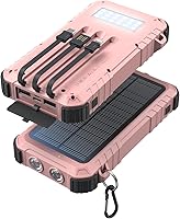 Vista 8 de Power-Bank-Solar-Cargador 45800mAh Carga Rápida con 3 Cables Integrados, Linterna LED, Batería Externa Portátil Compatible con iPhone, Android