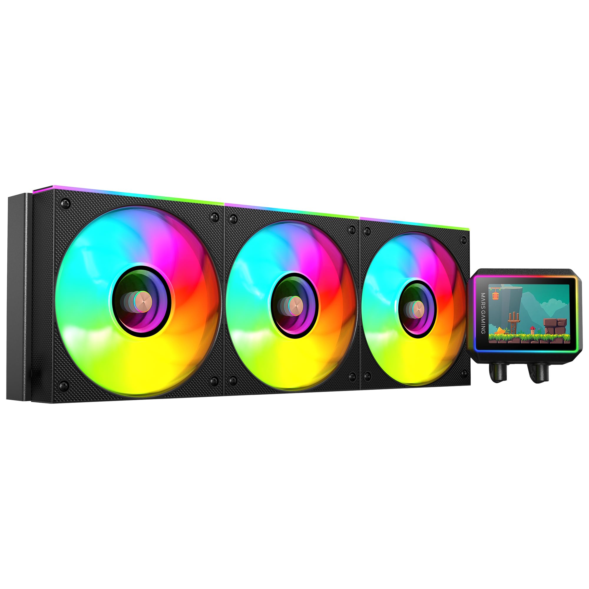 Mars Gaming ML-VISIONII360 Raffreddamento Liquido AIO 600W TDP, Schermo IPS 2,8" 360º, Pompa 4ª Gen Opti-Chamber con Base in Rame e Microcanali, 3x Ventole 120mm ARGB Infinity Mirror, Nero