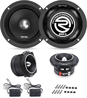Recoil PRO65K Complete Midrange Speaker and Super Tweeter Package, Includes 600 Watts 6.5" Midrange Car Speakers & 400 Watts High Compression Bullet Super Tweeters, Great for Car or Truck Sound System