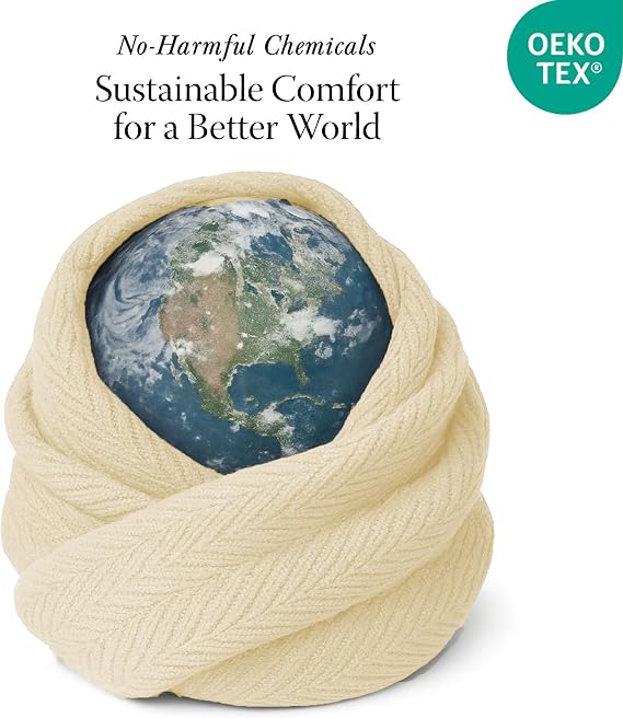 Threadmill Vanilla Cream 100% Combed Cotton King Size Blanket, All-Season Soft Breathable Light Weight Herringbone Throw