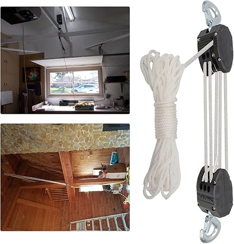 Miniatura 26 de XSTRAP - Polipasto para cuerda de 50 pies, 2,000 libras de resistencia a la rotura, para trabajos pesados Negro de 65 pies con eslinga de elevación