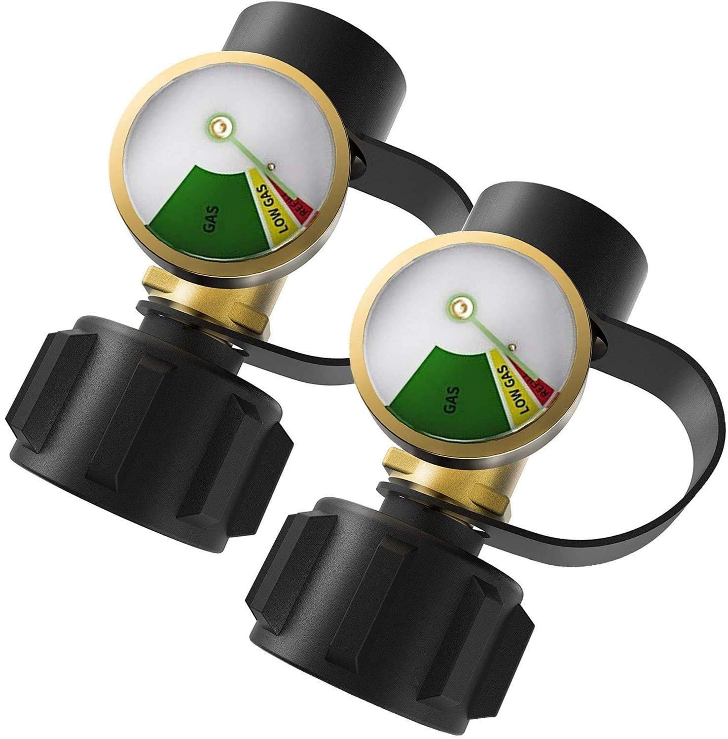 DOZYANT Propane Tank Gauge Level Indicator Leak Detector Gas Pressure Meter Universal for RV Camper, Cylinder, BBQ Gas Grill, Heater and More Appliances-Type 1 Connection - 2 Pack