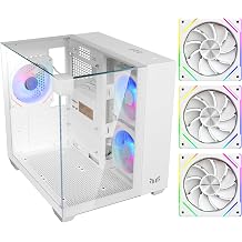 Cube Gaming PC Case, 270 Tempered Glass, 3 ARGB Fans White