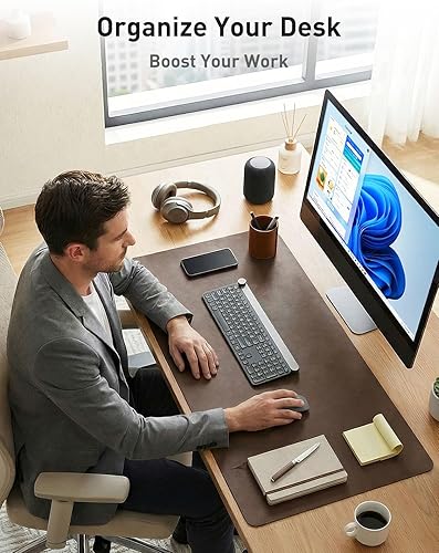 Miniatura 179 de Aothia Tapete protector de escritorio, alfombrilla para mouse, antideslizante, impermeable, de piel sintética, secante de escritorio, para Verde