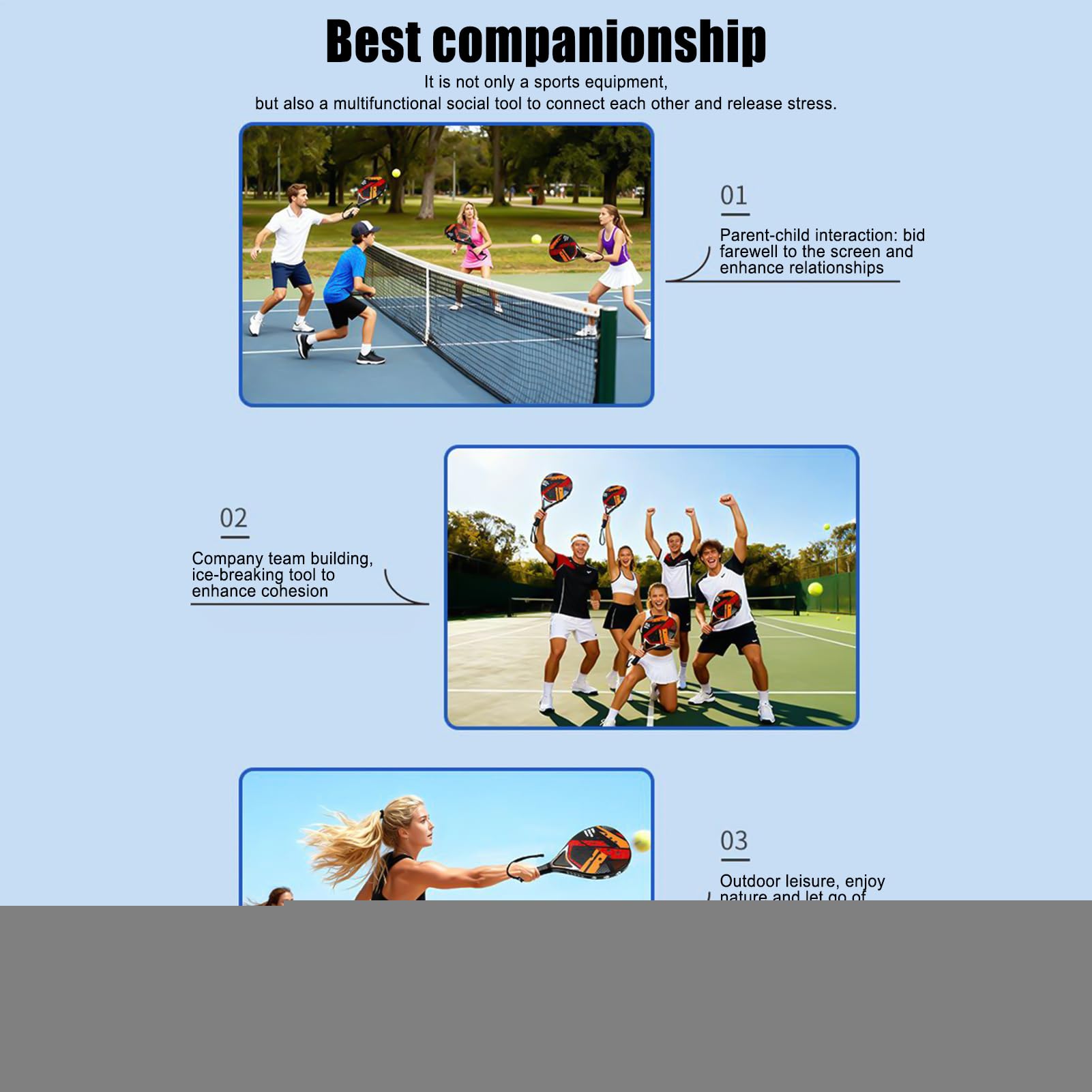 Set Complet de Raquettes de Tennis Équipement Sportif Léger et Antidérapant | avec 2 Balles et Sac de Transport pour Femmes Jeunes Plage Intérieur Jardin Entraînement Sport Loisirs