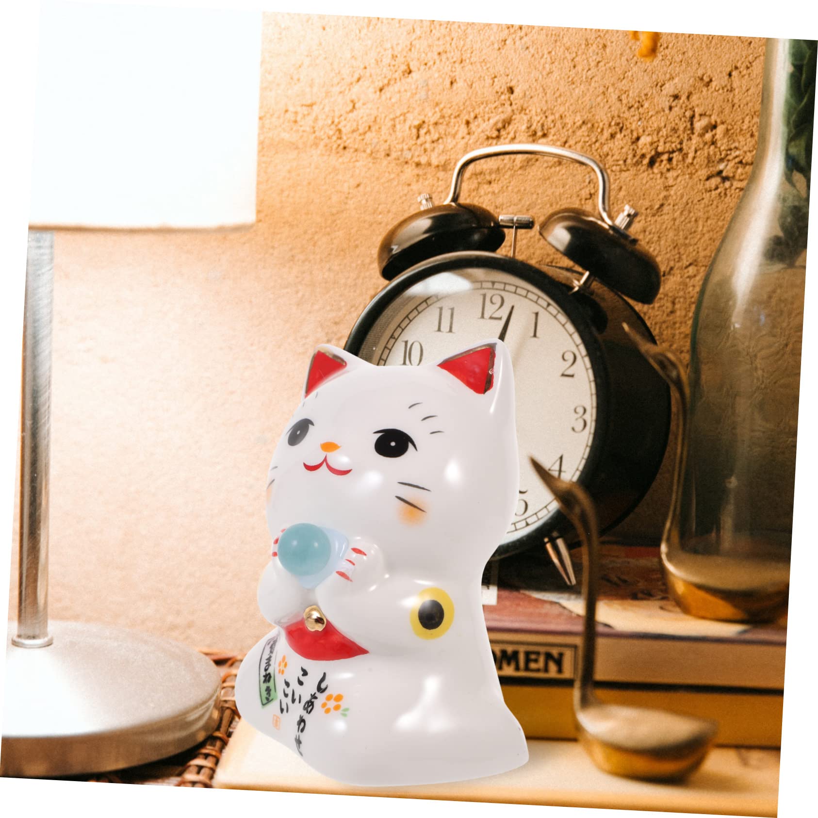 Alipis 5 Piezas Gato Suertudo Mini Maneki-Neko Dinero Gato Modelo Figura Decoración del Gato De La Fortuna Decoración Japonesa para El Hogar Estatuillas De Miniaturas Auto Cerámica