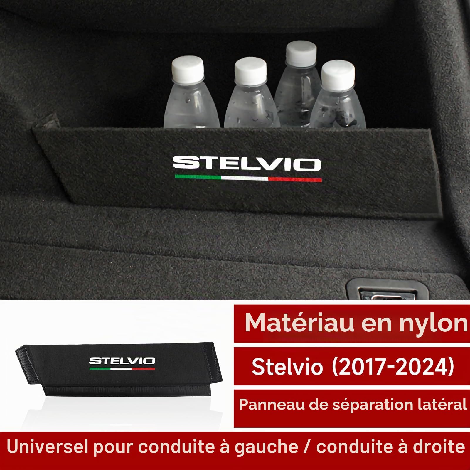 1 organiseur de coffre de voiture compatible avec accessoires Alfa Romeo Stelvio 2017 2018 2019 2020 2021 2022 2023 2024