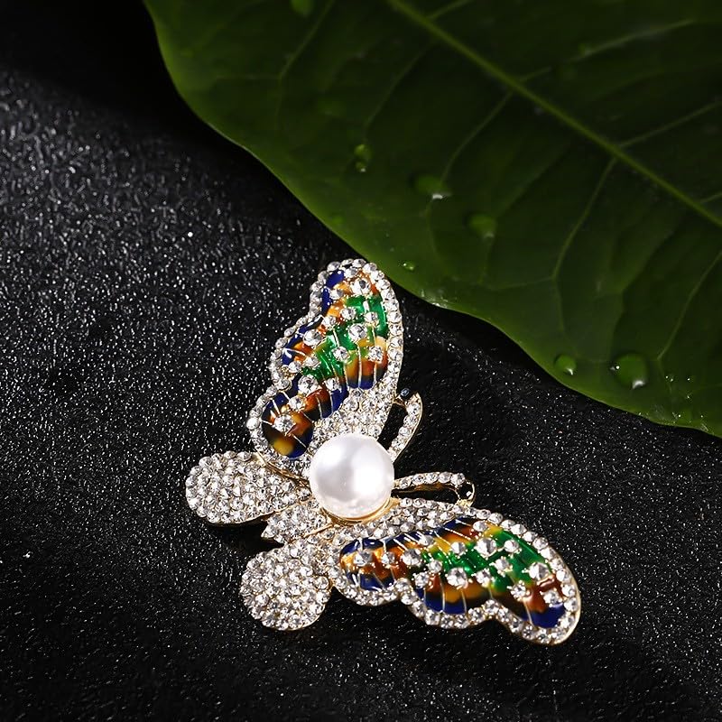 Image of Variety Styles Butterfly Brooch - Multi-Color Rhinestone Crystal Brooch Pin Cute Butterfly Shape Corsages Brooches Decoration Gift for Women