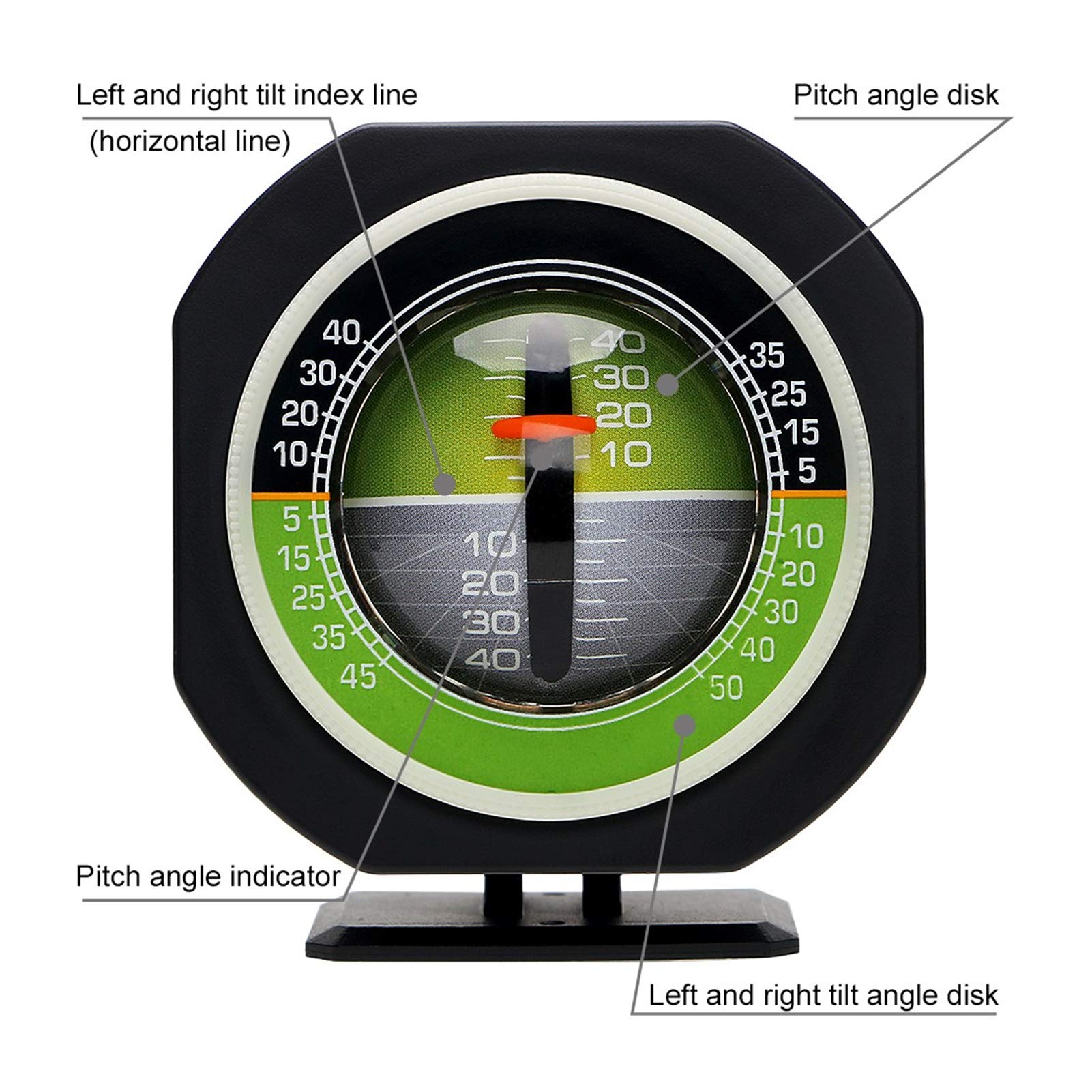 Jauge de Pente, inclinomètre de Voiture Vert de Haute précision avec Pile Bouton pour mesurer l'inclinaison pour la Conduite de Nuit pour l'automobile Pièces automobiles et motos