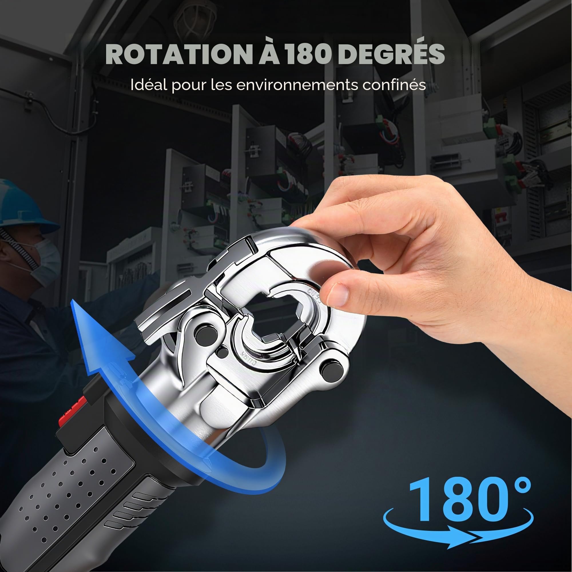 NEWTRY 10-300 mm² Pince à sertir hydraulique électrique - 20 V 3 Ah Batterie - Pince pour cosse avec 12 paires d'inserts de sertissage pour cosses de câble en cuivre et aluminium